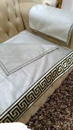 ⁦طقم انتريه جلد مقلوب ابيض – فرزاتشي التركي⁩ - الصورة ⁦2⁩