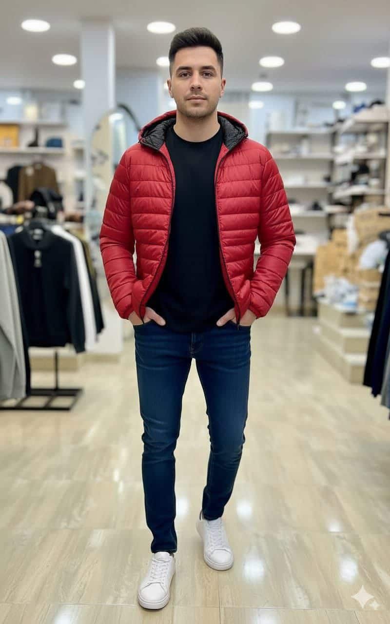 WhatsApp Image 2025-11-12 at 11.36.43 جاكيت إسباني مشحم مبطن ستان احمر - الصورة 1