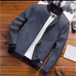 جاكت بليسيه مشحم مبطن فرو رمادي