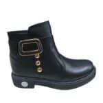 هاف بوت حريمي اسود بحلقه مربعة خامة مستوردة