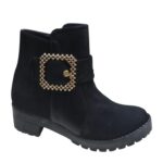 هاف بوت حريمي اسود بمعدن خامة مستوردة