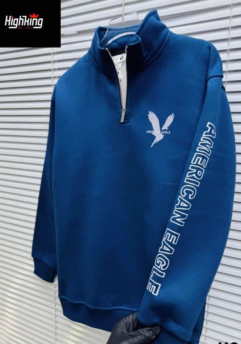 WhatsApp Image 2026-02-06 at 22.06.18 12 × سويتشرت نص سوستة قطن اسفنجي ازرق - الصورة 1