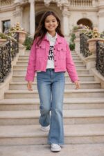 ⁦1 دستة × طقم بناتي محير 3 قطع ميكس الجينز والجبردين الفاخر⁩ - الصورة ⁦2⁩