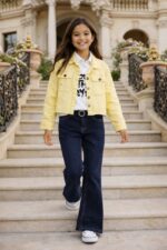 1 دستة × طقم بناتي محير 3 قطع ميكس الجينز والجبردين الفاخر