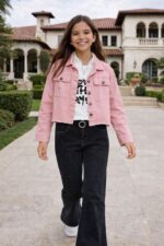 ⁦1 دستة × طقم بناتي محير 3 قطع ميكس الجينز والجبردين الفاخر⁩ - الصورة ⁦4⁩