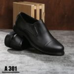 1 كرتونه×حذاء كلاسيك جلد طبيعي اسود كود A-301