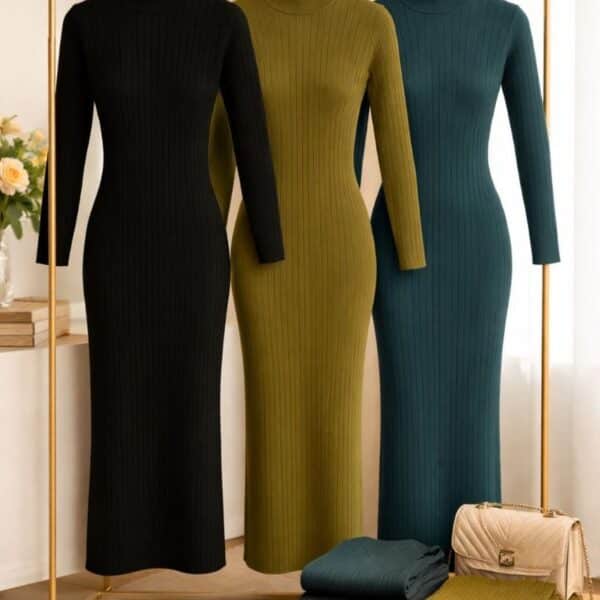 فستان حريمي هاف كول ريب مضلع قطن 100% – 16 قطعة للجملة