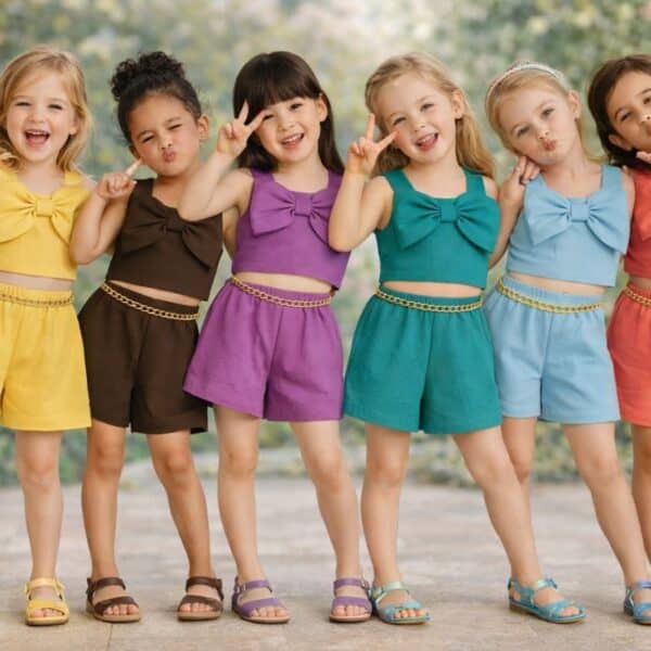 طقم بناتي كتان جيب شورت تصدير - 54 قطعة