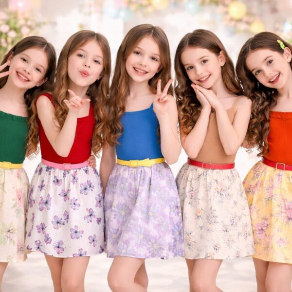 فستان بناتي بحزام طبقتين ستايل H&M – دربي ليكرا + 51 قطعة