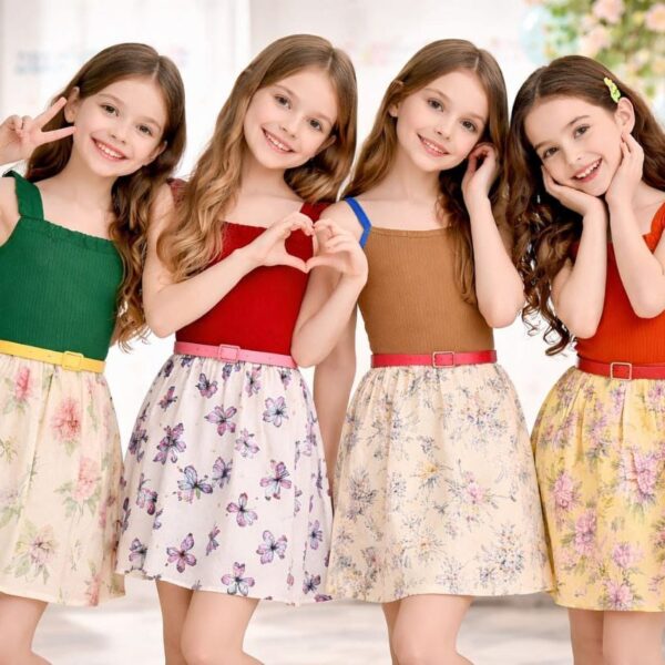 فستان بناتي بحزام طبقتين ستايل H&M – دربي ليكرا + 51 قطعة