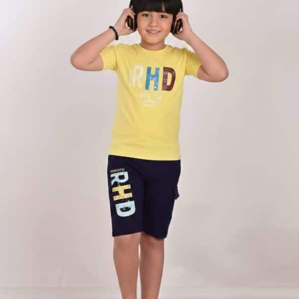 طقم ولادي سوبر لوكس – تيشيرت سنجل ليكرا × شورت سمر ميلتون نص دستة