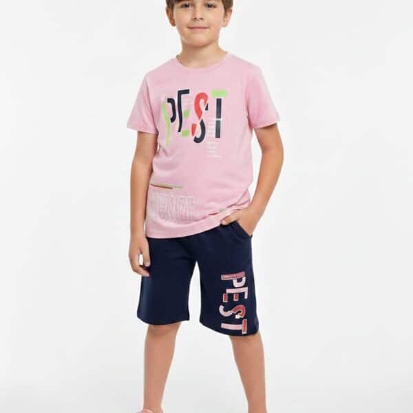 طقم ولادي – تيشيرت سنجل ليكرا × شورت سمر ميلتون نص دستة