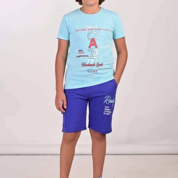 طقم ولادي سوبر لوكس – تيشيرت × شورت نص دستة