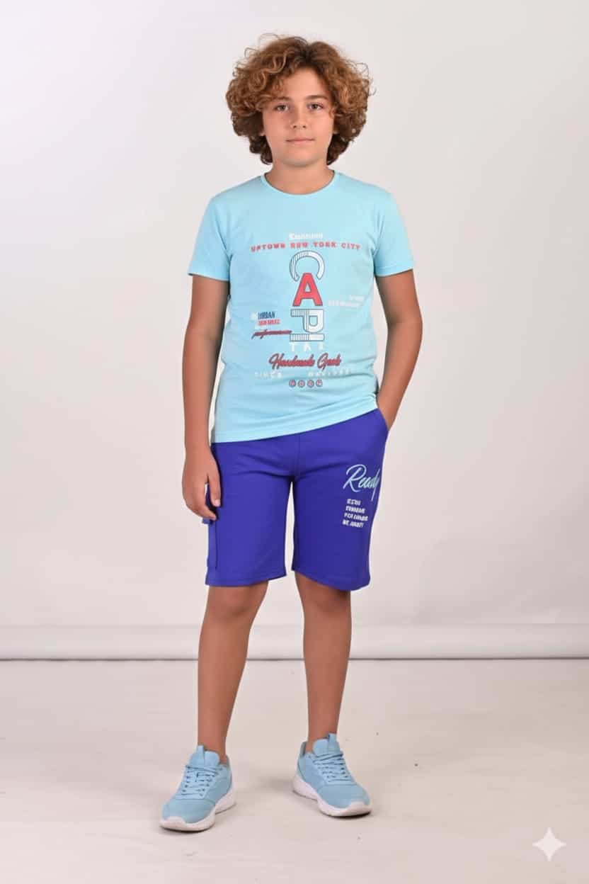 طقم ولادي سوبر لوكس – تيشيرت × شورت نص دستة طقم ولادي سوبر لوكس – تيشيرت × شورت نص دستة