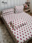 ملايات قطن كود 100 أبيض قلوب - 100 طقم