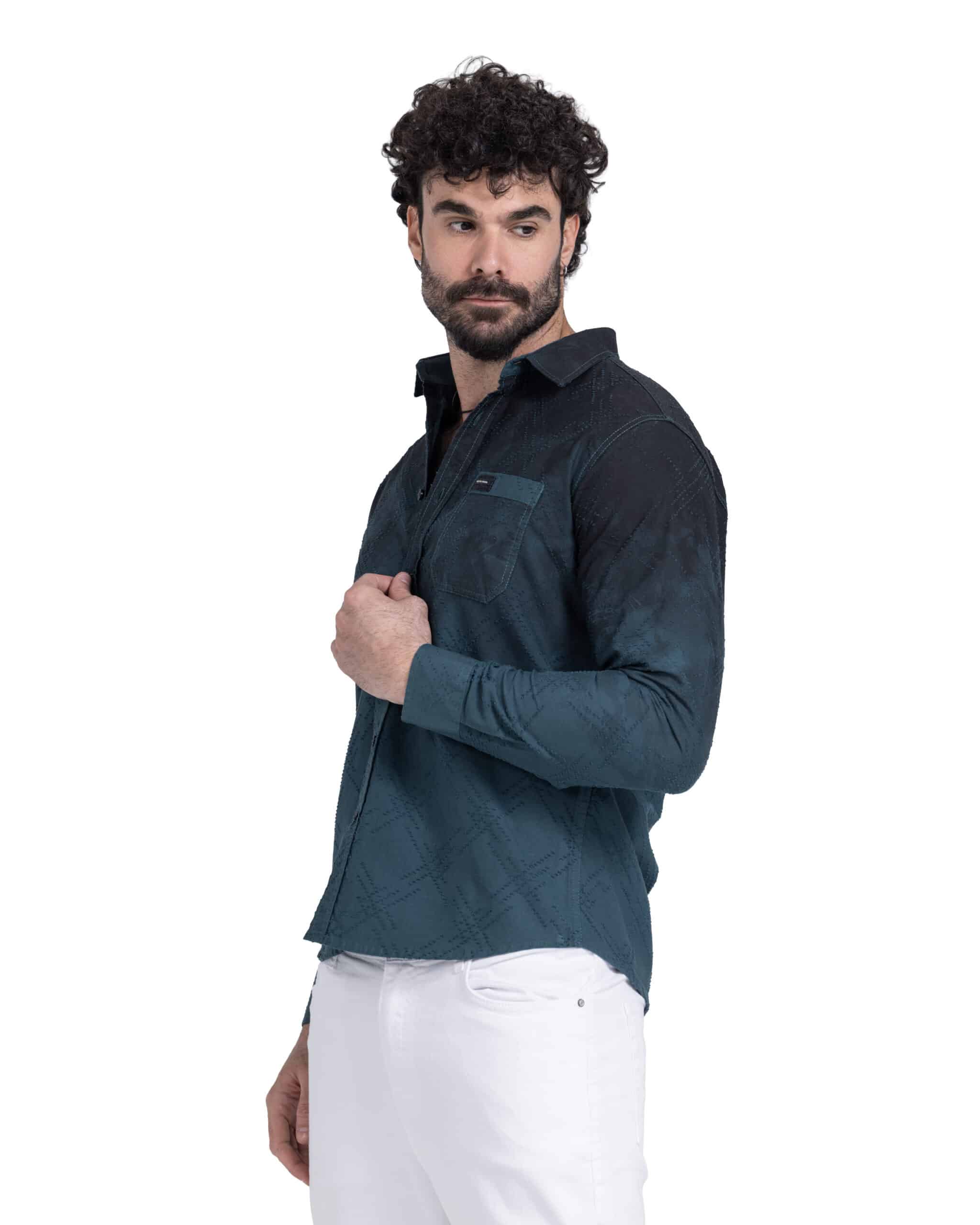 قميص جبردين ليذر مطبوع سعر455code2010 (2) 5 × قميص جبردين ليزر مطبوع اسود code 2010 - الصورة 1