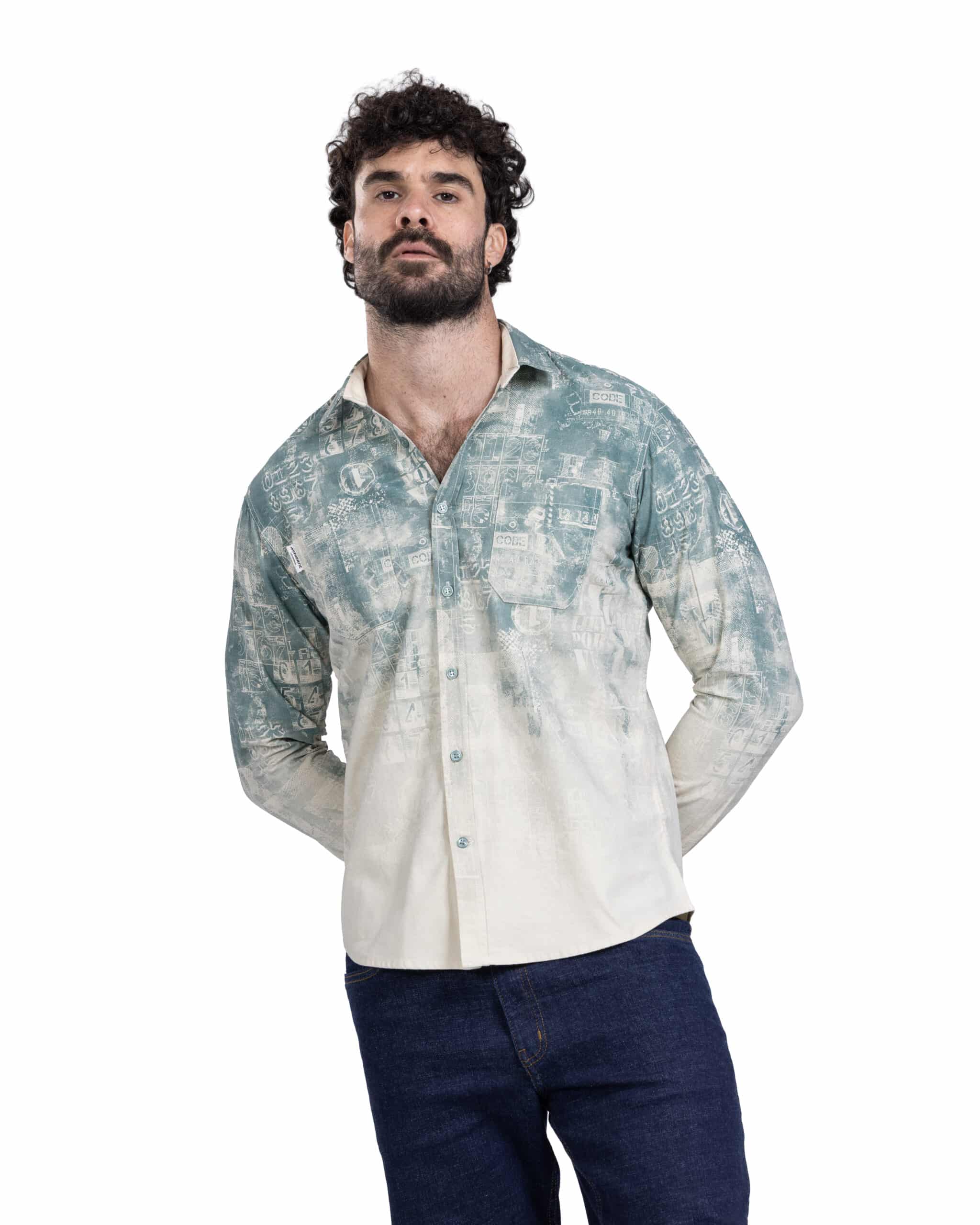 قميص جبردين مطبوع استريبر سعر455 code;2006 (2) 5 × قميص جبردين مطبوع استريبر رصاصي code 2006 - الصورة 1