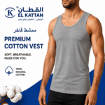 القطان فانله رجالي Cotton vest ممشط فاخر رصاصي - دسته
