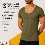 القطان فانله نص كم رجالي Cotton T-shirt مسرح فاخر زيتي - دسته