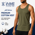القطان فانله رجالي Cotton vest ممشط فاخر زيتي - دسته